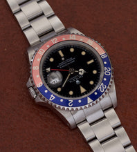 Load image into Gallery viewer, Rolex GMT-Master II Pepsi + Coke Inlay &#39;Cream Patina&#39; 1990
