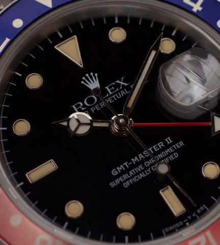 Rolex GMT-Master II Pepsi + Coke Inlay 'Cream Patina' 1990