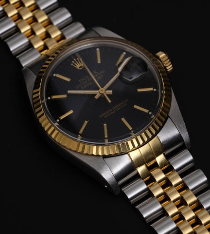 Rolex Datejust 16013 Black Tapestry Dial 1987