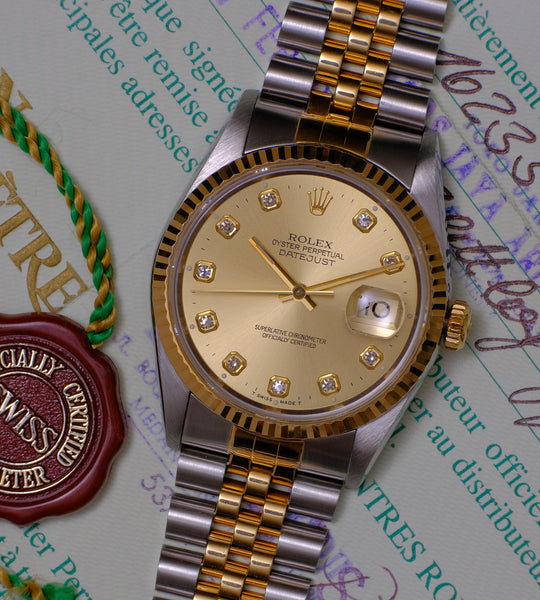 Rolex Datejust 16233 ''Champagne Diamond Dial'' Full Set (93/94)