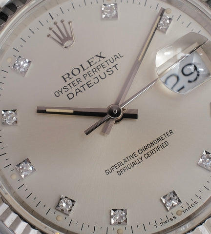 Rolex Datejust 16234 ''Silver Diamond Dial'' 1990