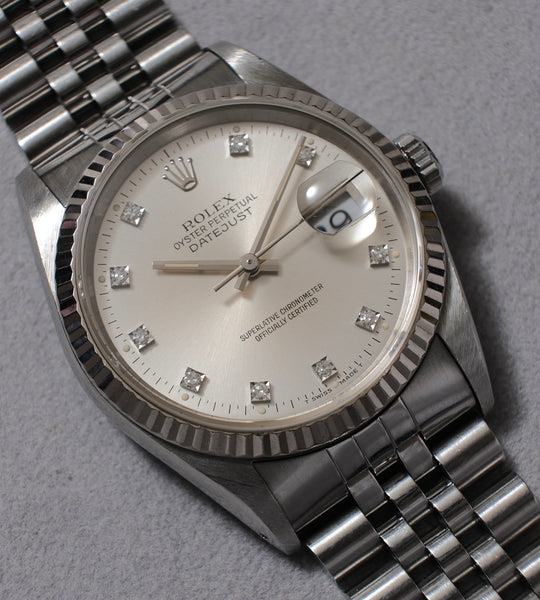 Rolex Datejust 16234 ''Silver Diamond Dial'' 1990